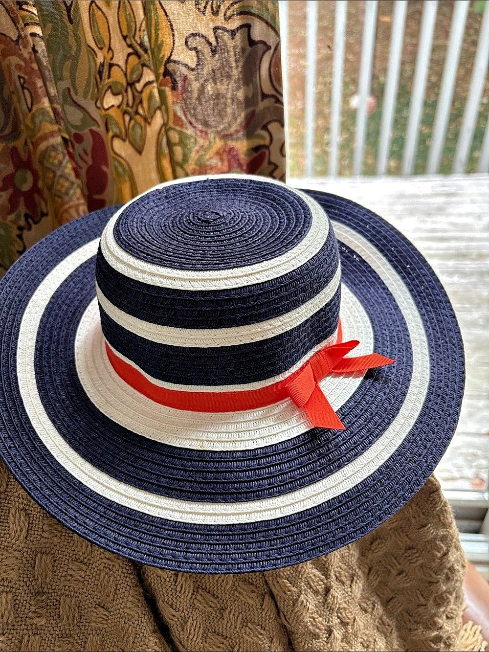 Janie and Jack Color Block Sun Hat Blue & White NWT
